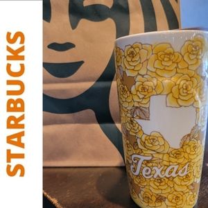 Starbucks Texas Yellow Rose Ceramic 12oz Tumbler With Lid